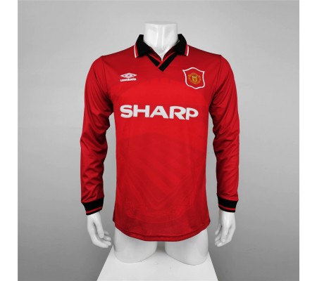 Manchester United 94/96 Home Red Long Sleeve Soccer Jersey